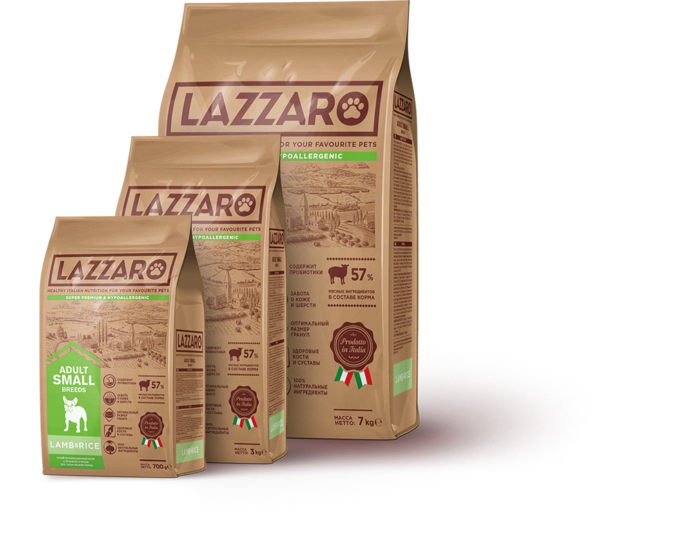 Корм для собак челябинск. Сухой корм Лазаро для собак. Лазарро корм для собак мелких пород. Лазаро корм для кошек. Lazzaro корм для собак.